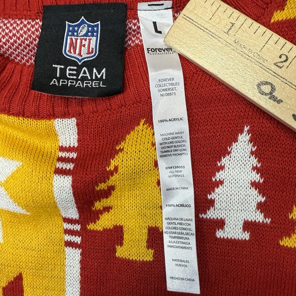 Kansas City Chiefs Sweater Mens Large Red Yellow NFL Christmas Ugly Holiday - Picture 3 of 7